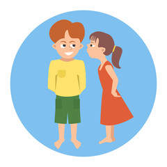 kissing toddlers vector cartoon