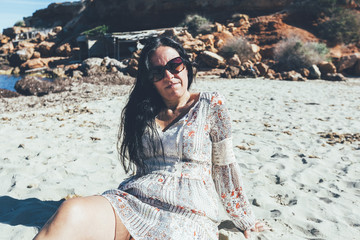 woman modeling on formentera beach