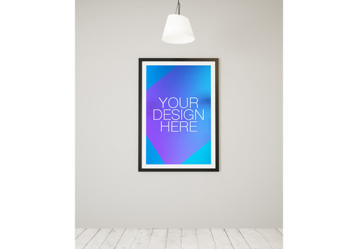 Large Framed Poster in White Room Mockup 2