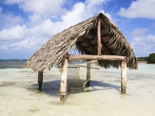 Paradise beach in Cayo Santa Maria, Cuba. View of a perfect desert coast with white sand and blue turquoise sea.
