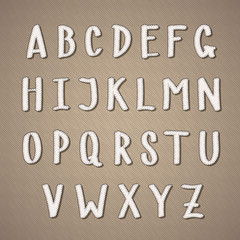 Cool hand drawn light beige alphabet signs' set in vintage style on the beige color textured backgrounds