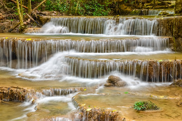 Beautiful water stream of waterfall