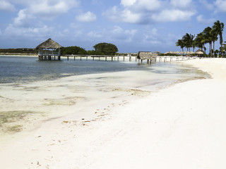 Paradise beach in Cayo Santa Maria, Cuba. View of a perfect desert coast with white sand and blue turquoise sea.