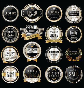 Premium and luxury silver retro badges and labels collection