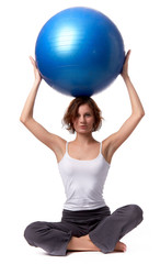 Woman with gymnastic ball