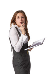 Girl with writing-books