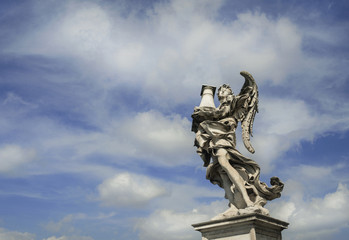 Fototapeta na wymiar Angel with the Column looks at the heavenly sky in Rome
