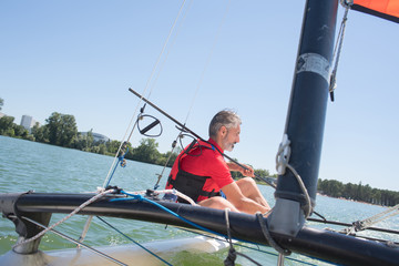 main sailing in a lake