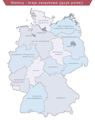 Mapa Niemiec - polskie nazwy - obrazy, fototapety, plakaty