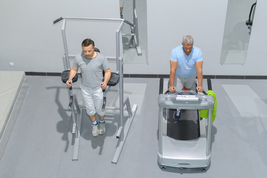 aerial view of men working out