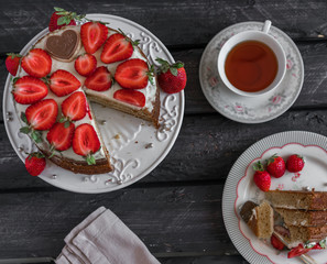 cake and strawberries