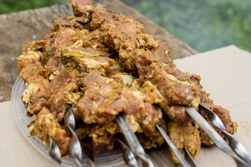 Process of cooking shish kebab