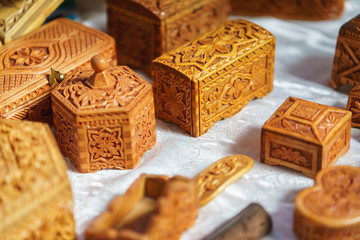 classic wooden caskets carved. wood beautiful boxs