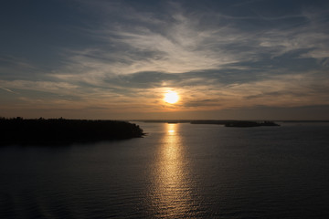 Naklejka premium Beautiful sunset over the Stockholm archipelago in Sweden.