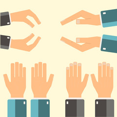 Hands icons set. FlatdDesign. Vector illustration.