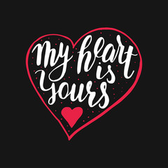 Hand drawn romantic quote. Handwritten with brush pen. Excellent for print, greeting cards and photo overlays.