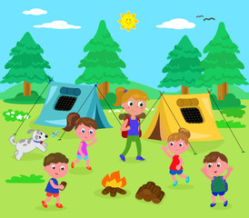 Obraz na płótnie Canvas Camping people vector
