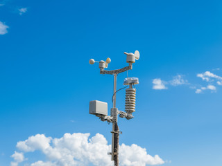 Weather forecast station on blue sky background