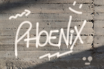 Phoenix Word Graffiti Painted on Wall