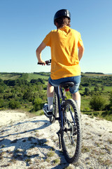 Mountain bike.Sport and healthy life.Extreme sports.Mountain bicycle and man.Life style outdoor extreme sport