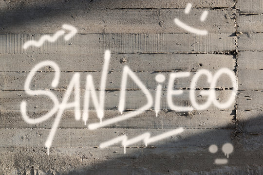 San Diego Word Graffiti Painted on Wall
