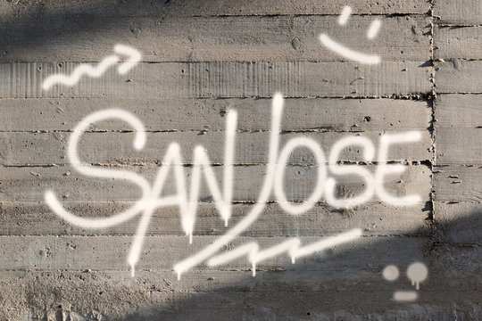 San Jose Word Graffiti Painted on Wall