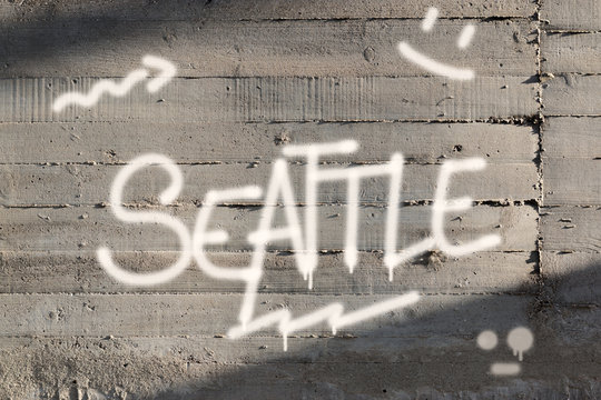 Seattle Word Graffiti Painted on Wall