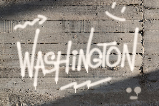 Washington Word Graffiti Painted on Wall