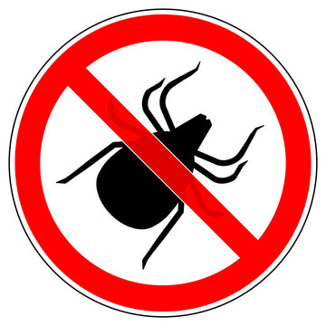 srr222 SignRoundRed - german - Verbotszeichen: Insekt - Zecke / Zecken verboten - english - prohibition sign - insect / no tick - xxl g5237