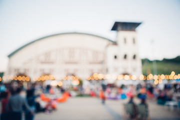 blur people picnic in public Park with family or friends. Blurred picnic background