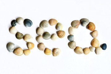 Word Sea made of shells.