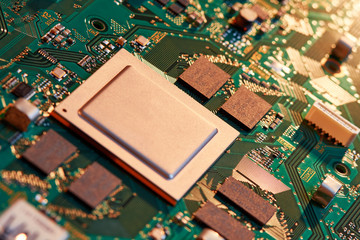 Electronic circuit board close up. 