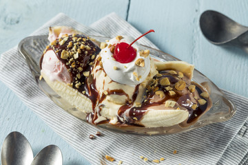 Sweet Homemade Banana Split Sundae