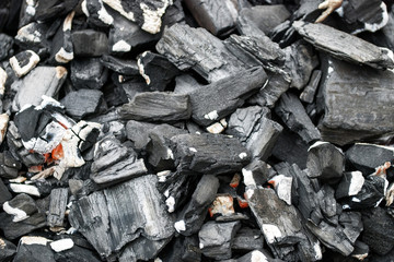 Glühende Grillkohle