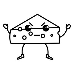 fresh cheese piece kawaii character vector illustration design