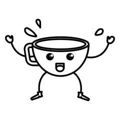 coffee cup kawaii character vector illustration design
