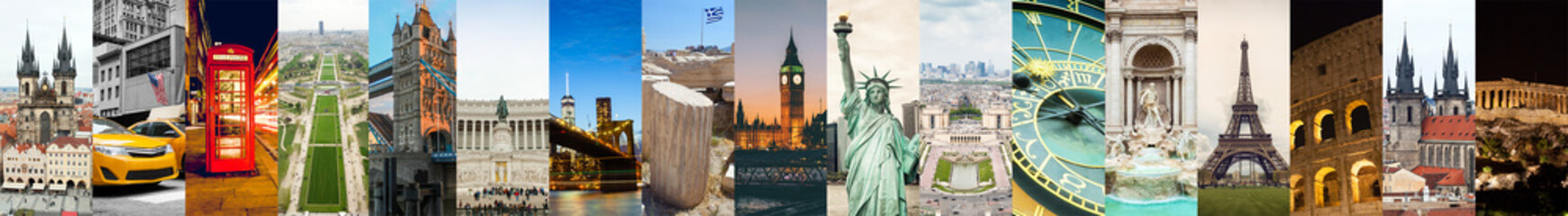 Fototapeta na wymiar Travel collage of famouse places