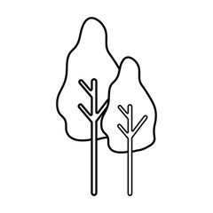 line natural trees with botany icons