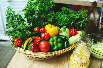 Vegetable basket - fresh groceries from farmers market