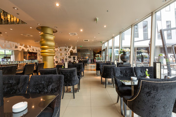 Hotel lobby cafe interior