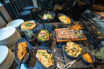 Buffet dinner in luxury hotel