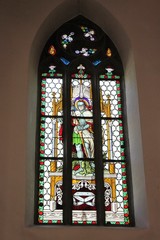 Historic bleached glass window in a church
