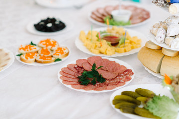 Buffet table, meal