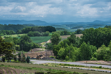 View of patchwork in Biei, Hokkaido Prefecture, Japan