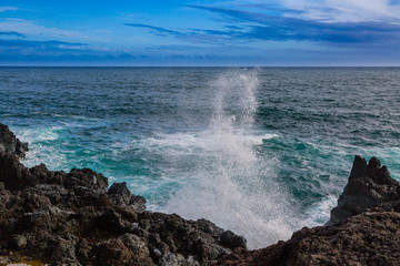 Wild coast at Lagoa on Sao Miguel Island