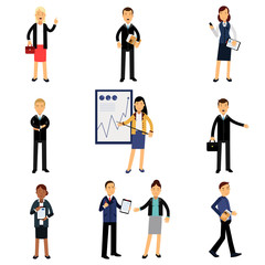 Fototapeta na wymiar Businessmen in suits set, office employees characters vector Illustrations