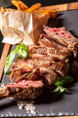 Meat chops served in hotel restaurant