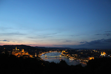 Fototapeta na wymiar City of Budapest at Dusk near Night Time