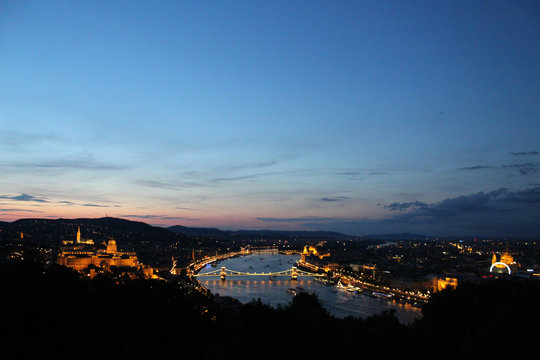 City of Budapest at Dusk near Night Time