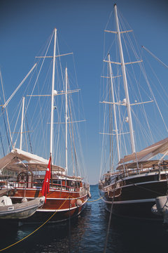 Yachts in the bay of the sea